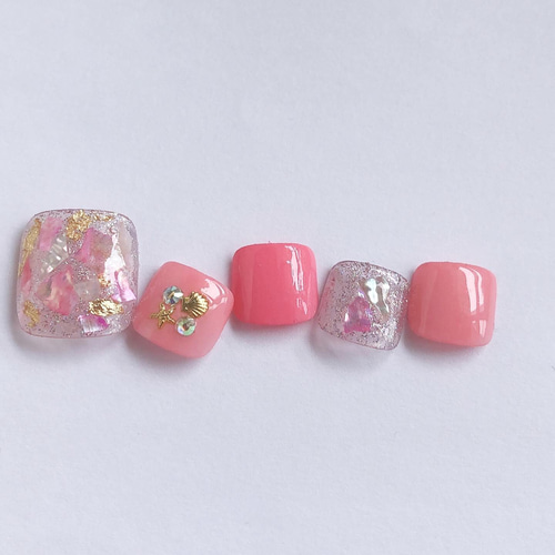 【フットネイル】pink shell フットネイルチップ フットネイル】pink shell フットネイルチップ（夏/フット