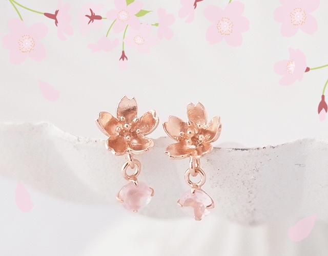 ひとひらの春 桜とローズクォーツのピアス ｜春-Spring｜SILVER｜