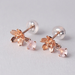 Sakura 櫻花耳環 [S] 玫瑰石英 第3張的照片