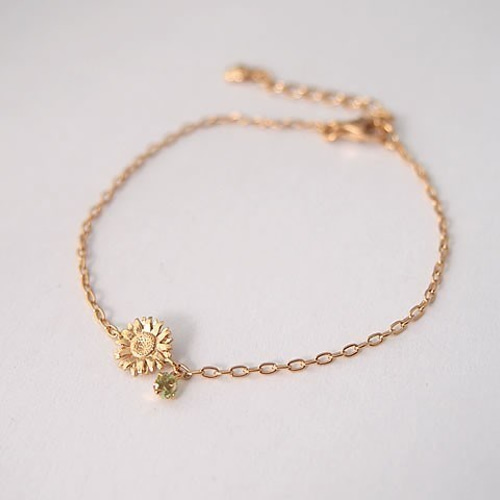 向日葵ひまわりブレスレット【ペリドット】一粒シンプルタイプ 向日葵ひまわりブレスレット【ペリドット】一粒シンプルタイプ
