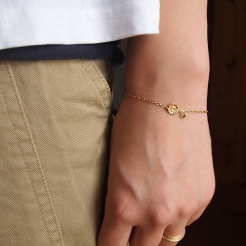 向日葵ひまわりブレスレット【ペリドット】一粒シンプルタイプ 向日葵ひまわりブレスレット【ペリドット】一粒シンプルタイプ