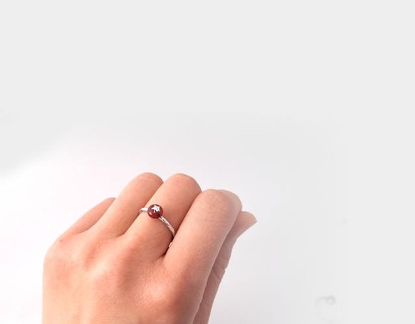 小さなトマトの指輪　カーネリアン　SV925【受注生産】 3枚目の画像
