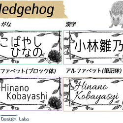 モノクロにこだわったハリネズミのお名前シール(140枚入) 2枚目の画像