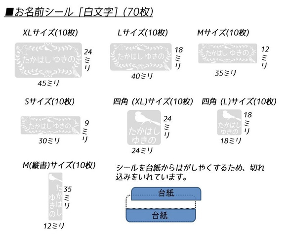 小鳥のお名前シールとアイロンシール★入園&入学準備フルセット(202枚) 4枚目の画像