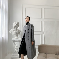 【ウール100％】　リバーシブル生地　手縫い　ロングコート☆オーダーメイド可 2枚目の画像