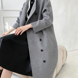【ウール100％】　リバーシブル生地　手縫い　ロングコート☆オーダーメイド可 6枚目の画像