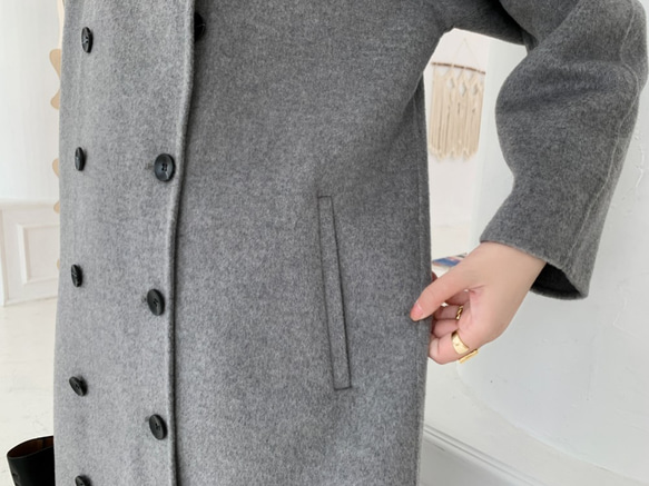 【ウール100％】　リバーシブル生地　手縫い　ロングコート☆オーダーメイド可 9枚目の画像