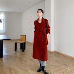 【全14色】【ウール100％】　リバーシブル生地　手縫い　ロングコート☆オーダーメイド可 1枚目の画像