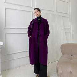 【全14色】【ウール100％】　リバーシブル生地　手縫い　ロングコート☆オーダーメイド可 1枚目の画像