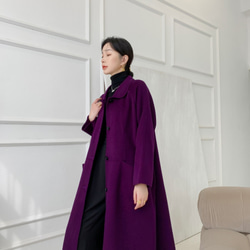 【全14色】【ウール100％】　リバーシブル生地　手縫い　ロングコート☆オーダーメイド可 3枚目の画像