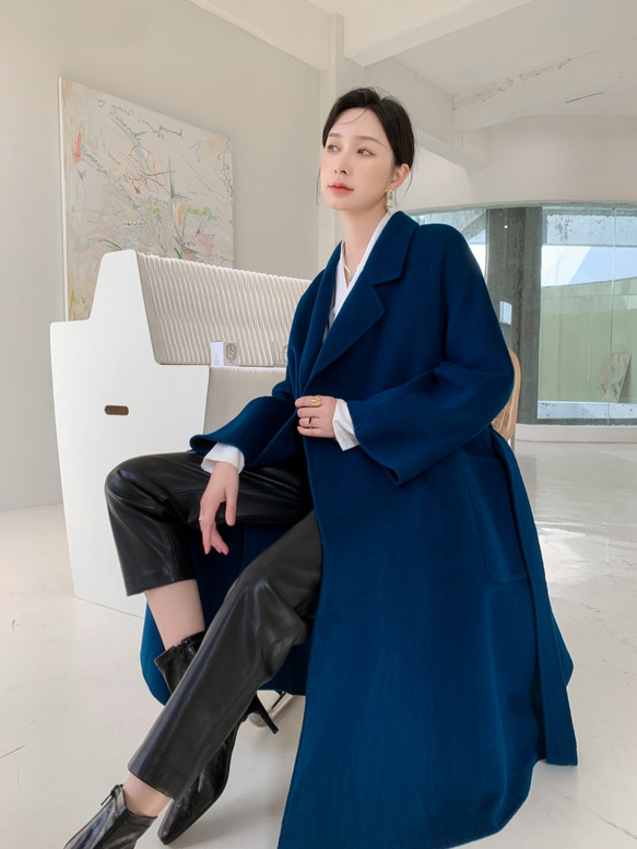 全14色】【ウール100％】 リバーシブル生地 手縫い ロングコート  