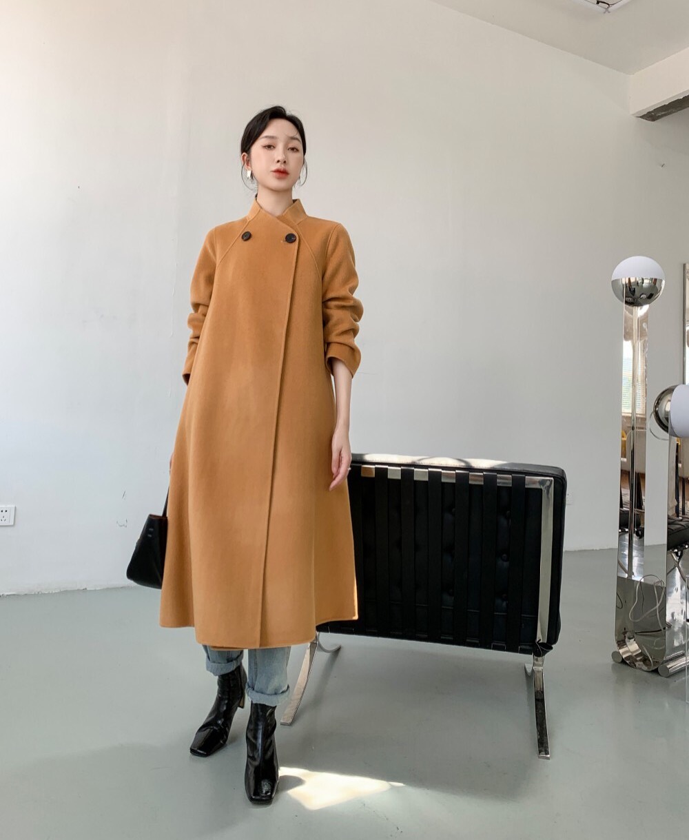 【全14色】【ウール100％】　リバーシブル生地　手縫い　ロングコート☆オーダーメイド可