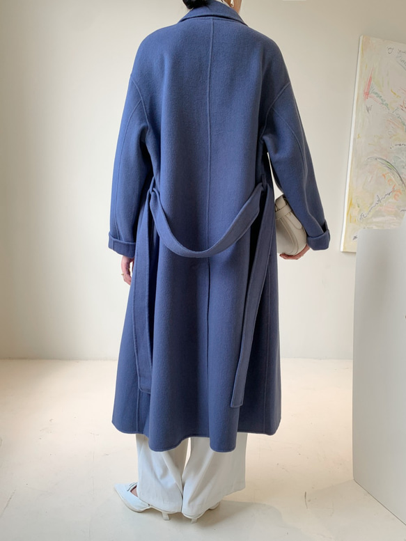 【全14色】【ウール100％】　リバーシブル生地　手縫い　ロングコート☆オーダーメイド可 8枚目の画像