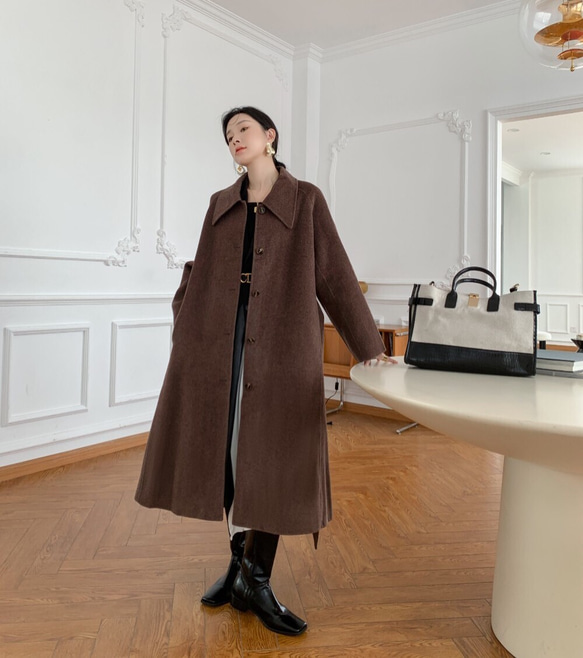 全14色】【ウール100％】 リバーシブル生地 手縫い ロングコート