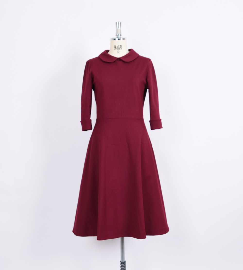 大人の可愛いコットンニットフレアワンピース