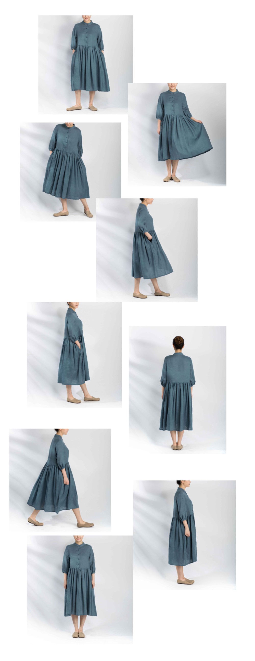 【受注製作】リネンのゆったりギャザーワンピース