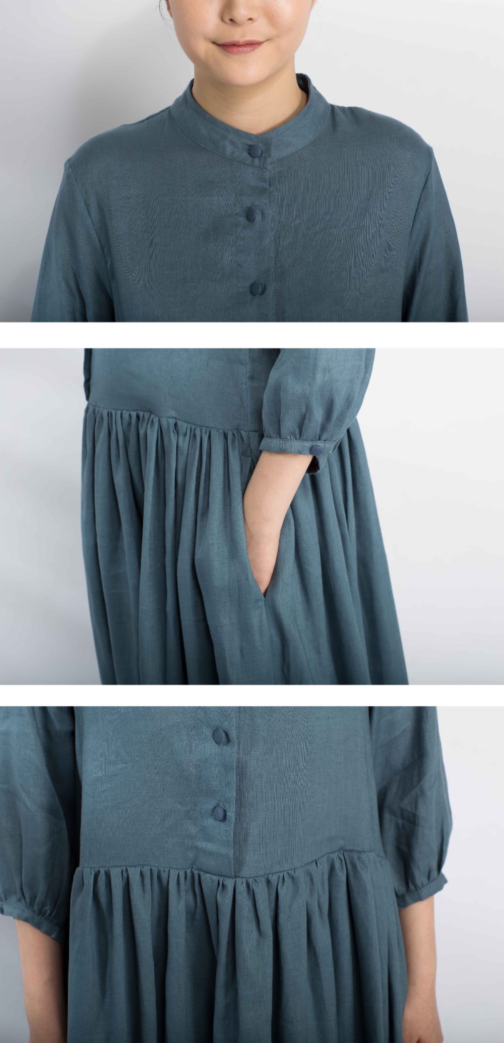 【受注製作】リネンのゆったりギャザーワンピース