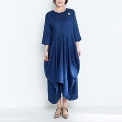 リネンゆったりロングワンピース・ドレス 3枚目の画像