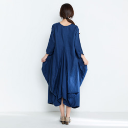 リネンゆったりロングワンピース・ドレス 5枚目の画像