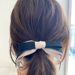 外出雙色絲帶⋈小馬鉤（米色） 第2張的照片