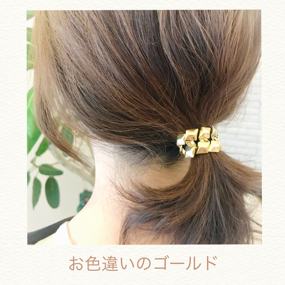 NEW  スクエアスタッズ✩ヘアゴム 2枚目の画像