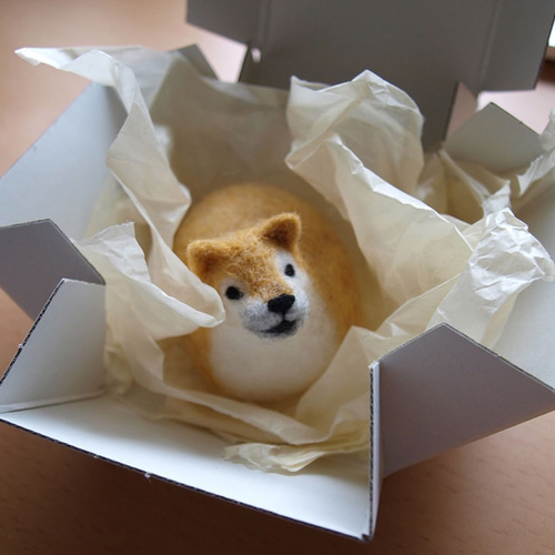 しば子【黄身餡・富士額】10号（柴犬の置物） 羊毛フェルト