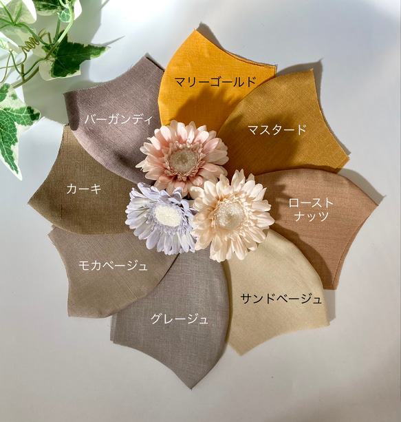【サイズが選べる】不織布が見える　リネンとシルクのマスクカバー　敏感肌に【受注生産】 6枚目の画像