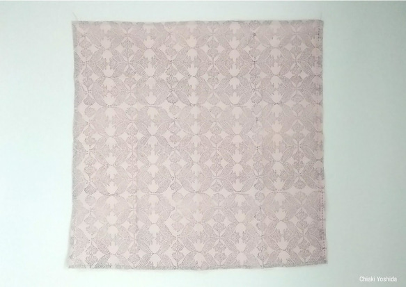 インド綿バンダナ<薄ピンク色・ドット花柄> 2枚目の画像