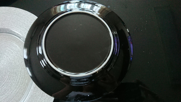 ブラック シルバーライン　リムディナー皿 3枚目の画像