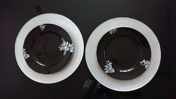 ブラック シルバーライン　リムディナー皿 4枚目の画像
