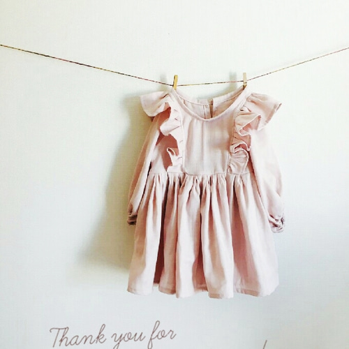 ふわっとダブルガーゼのフリルワンピース【長袖】 ベビー服 