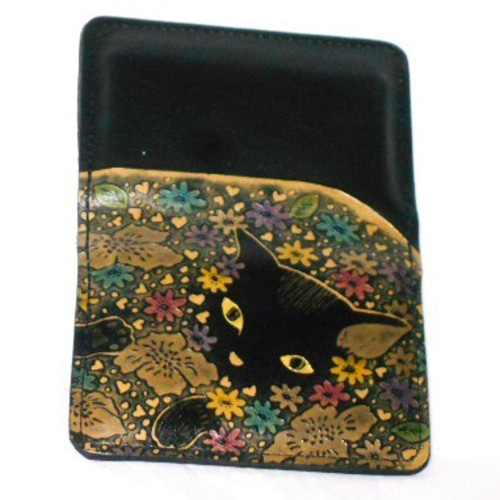 猫のデザイン レザークラフト 名刺入れ バッグ 財布 名刺入れ