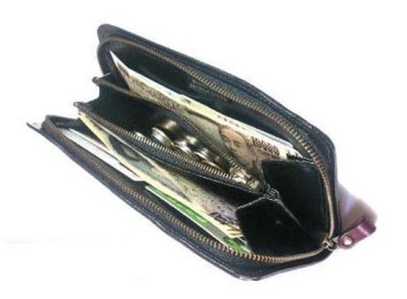 猫のデザイン　バッグ　財布等　レザークラフト ロング財布親子猫 catwalk oikawa 3枚目の画像