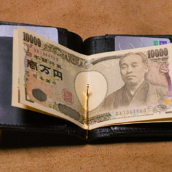 catwalk oikawaアートレザークラフト　money bill clip 札ハサミ財布　テーブル猫 4枚目の画像