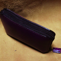 猫のデザイン　バッグ　財布等　レザークラフト ND名刺入れ&小銭入れ　紫魔女猫 catwalk oikawa 5枚目の画像