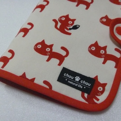 ８１３．ミヌン猫柄　お薬手帳ケース　診察券ケース　白×赤　再販２ 5枚目の画像