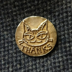 【受注製作】"THANKS猫"ボタン（シルバー925製） 1枚目の画像