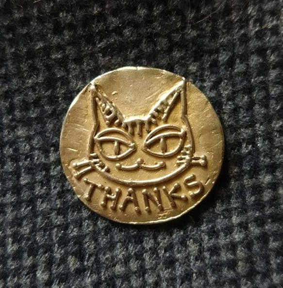 【受注製作】"THANKS猫"ボタン（シルバー925製） 1枚目の画像