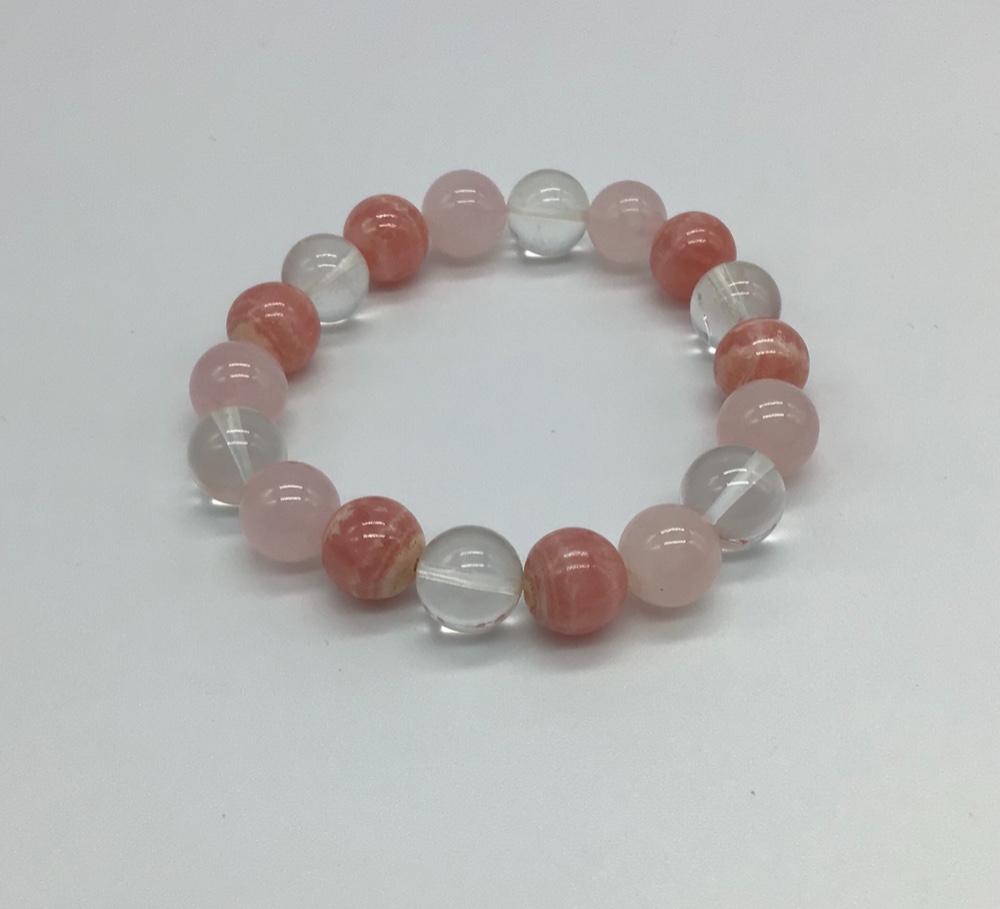 インカローズとローズクォーツと水晶のブレスレット