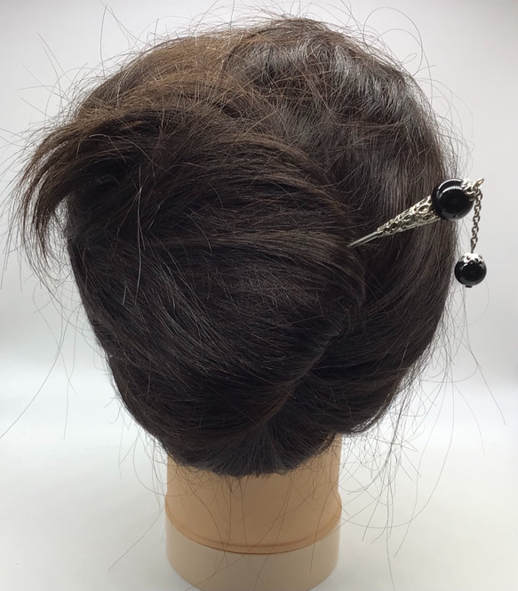 天然石　オニキスのかんざし 2枚目の画像