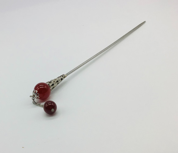 天然石　赤瑪瑙のかんざし 1枚目の画像