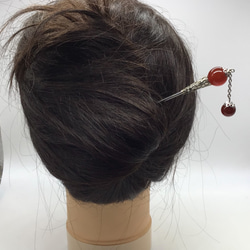 天然石　赤瑪瑙のかんざし 2枚目の画像