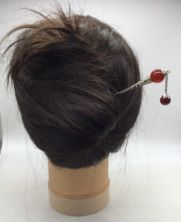 天然石　赤瑪瑙のかんざし 2枚目の画像