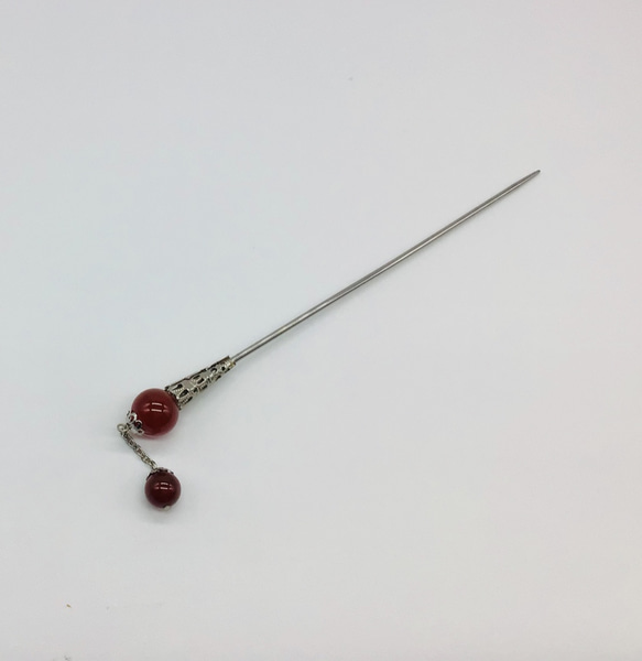 天然石　赤瑪瑙のかんざし 3枚目の画像