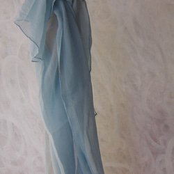 藍生葉染スカーフ、絹楊柳織り。送料全国無料。 3枚目の画像