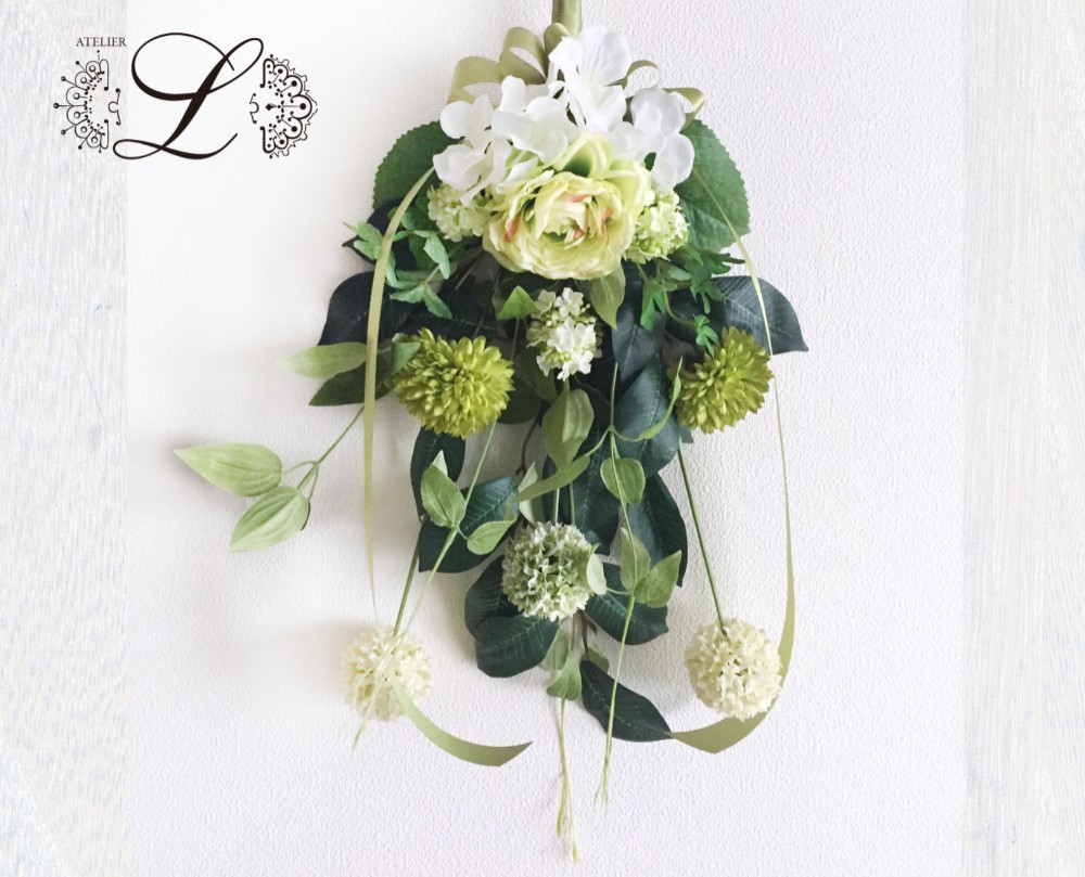 シャンパーニュグリーンナチュラルスワッグ/H約57cm インテリア/グリーン/アートフラワー/ギフト/花/プレゼント