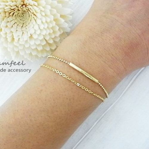 シンプルな2連のパイプブレスレット＊ゴールド＊ ブレスレット
