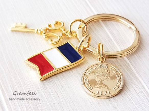 SALE！！フランス国旗 ミニキーホルダー☆★☆ 1枚目の画像