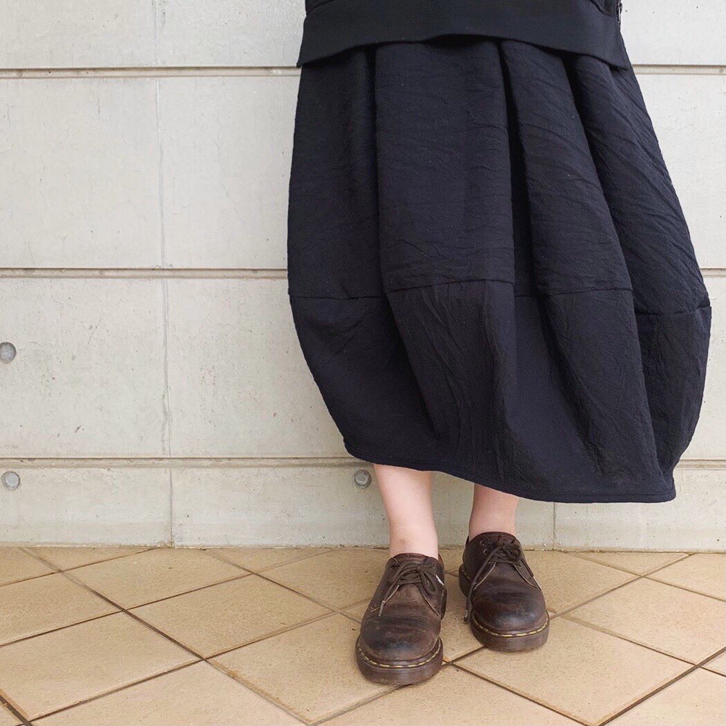 【11/6再販】■10日内発送■手作りの魅力。立体シルエットぽわんとスカート。 リネン ロングスカート ウエストゴム 冬