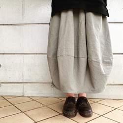 ■3連休限定15％OFF■手作りの魅力。立体シルエットぽわんとスカート。 リネン ロングスカート ウエストゴム 夏 4枚目の画像